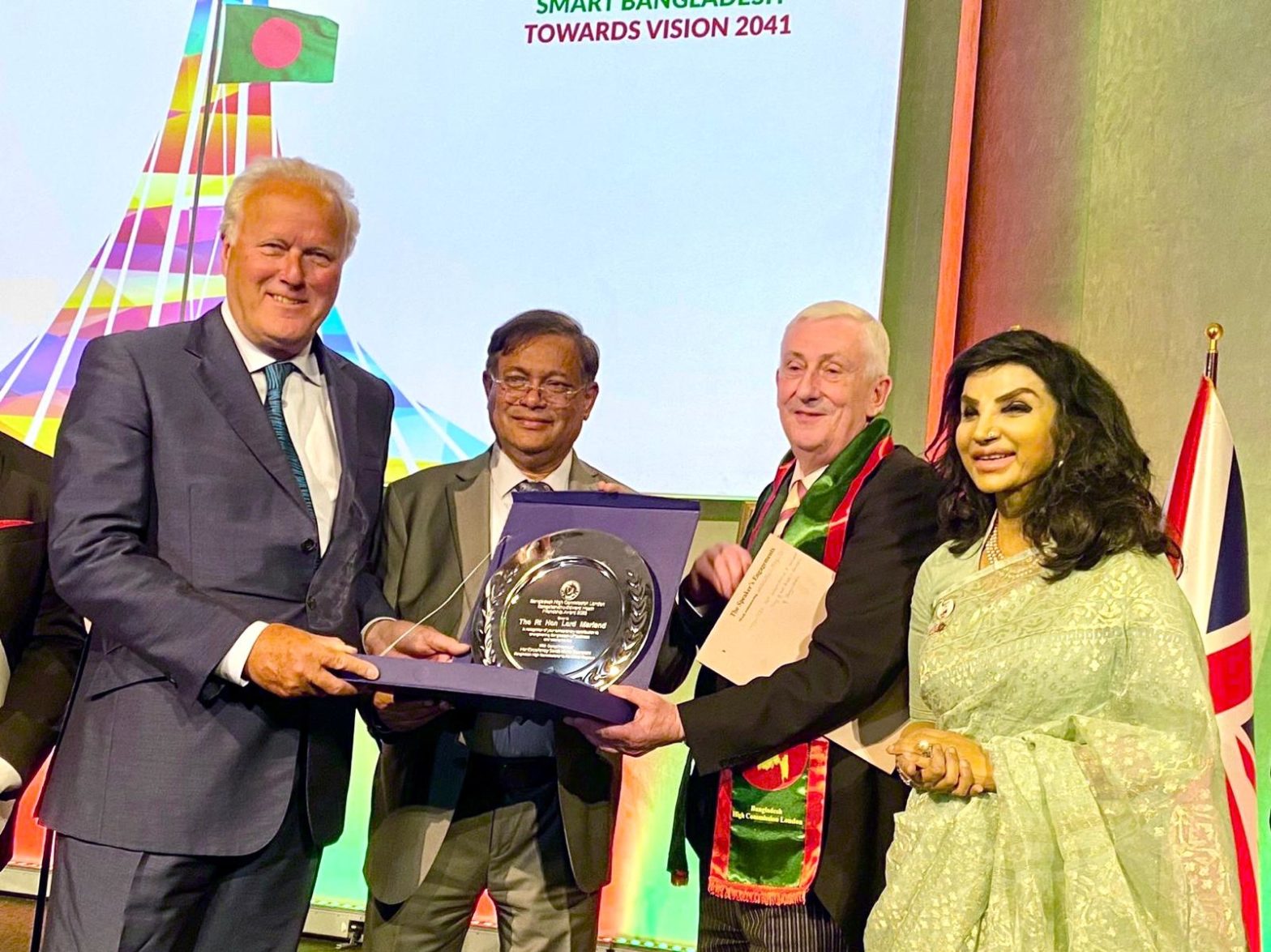 Lord Marland Awarded Prestigious ‘Bangabandhu-Edward Heath’ by Bangladesh Foreign Minister